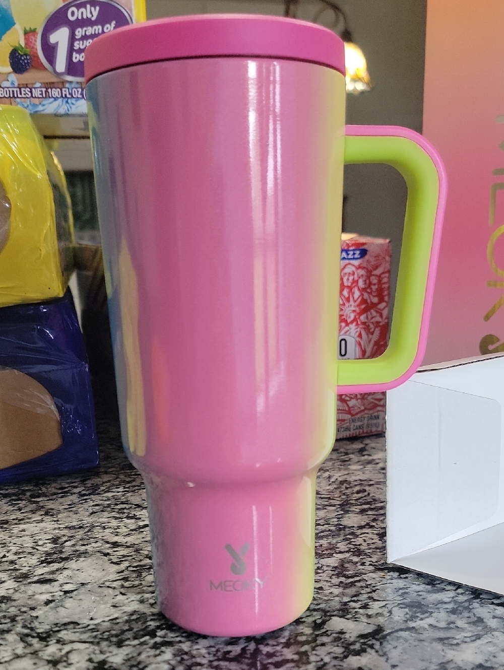 MEC Pink & Lime Travel Tumbler with Handle